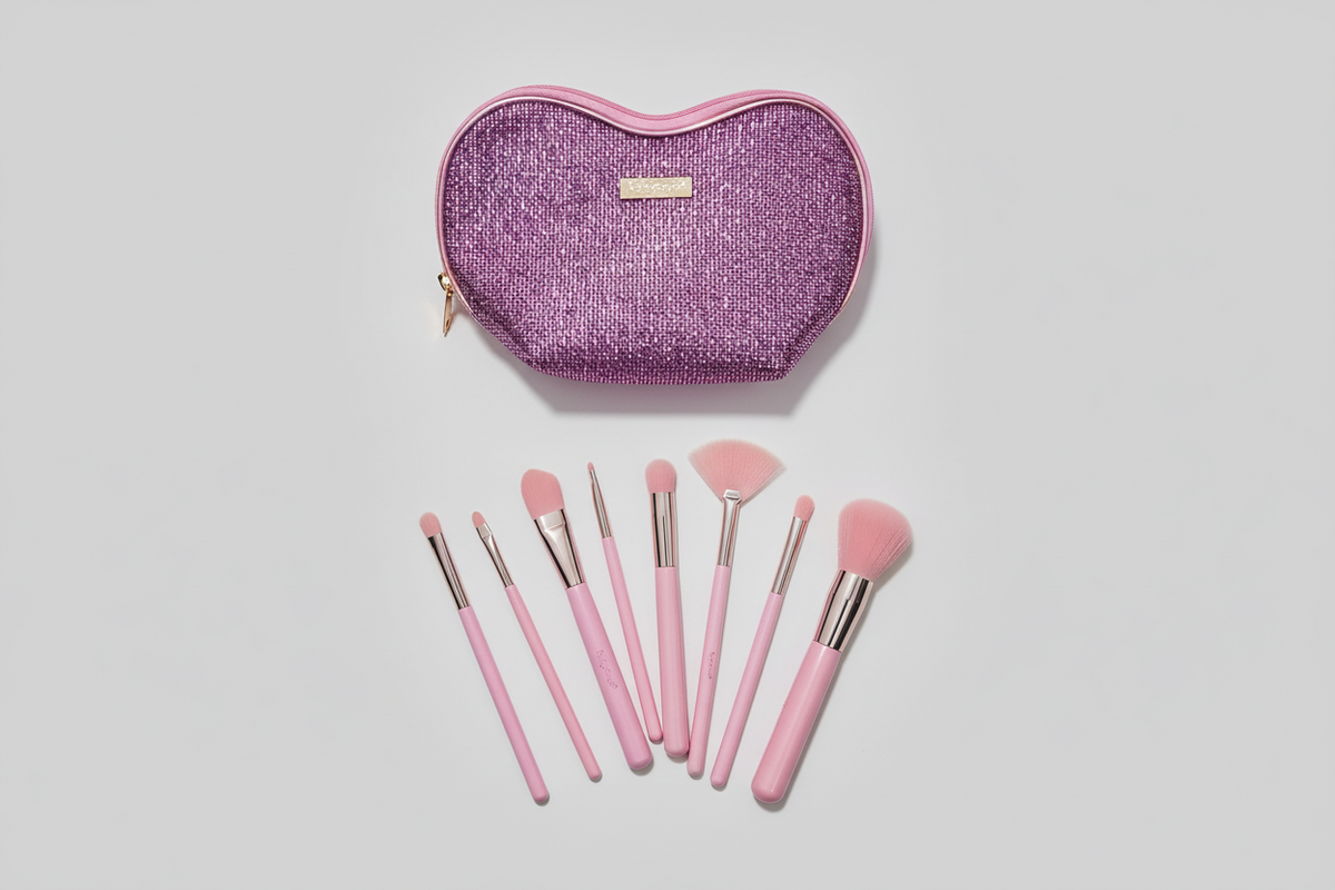 Set de 8 Brochas con Bolsa de Corazón