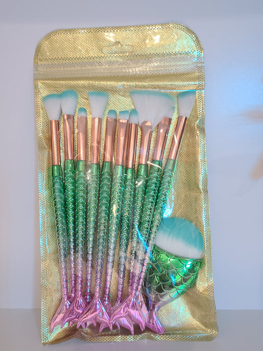 SET DE BROCHA PARA SOMBRAS 11 PCS ESTILO SIRENA