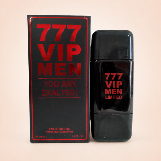 777 VIP Men sobre fondo rosa nude, blanco y beige