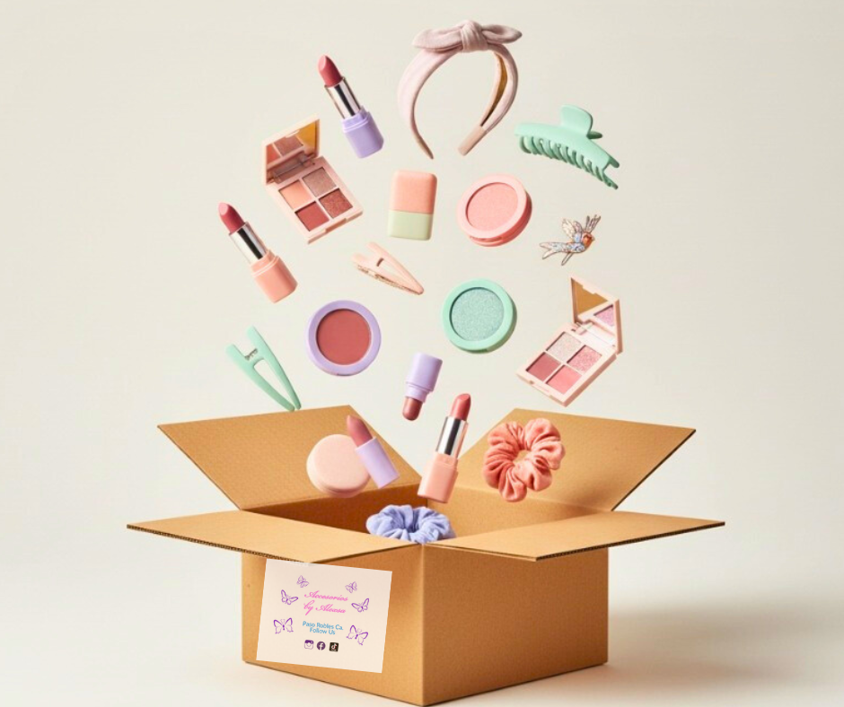 CAJA con accesorios para el cabello