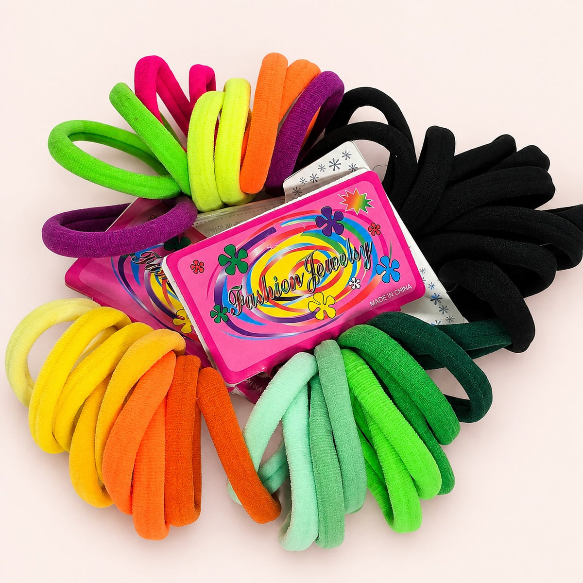 Set de 10 ligas para cabello Accesorios by Alexsa en colores vibrantes, elásticas y resistentes para peinados.