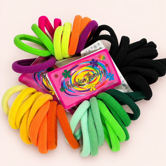 Set de 10 ligas para cabello Accesorios by Alexsa en colores vibrantes, elásticas y resistentes para peinados.