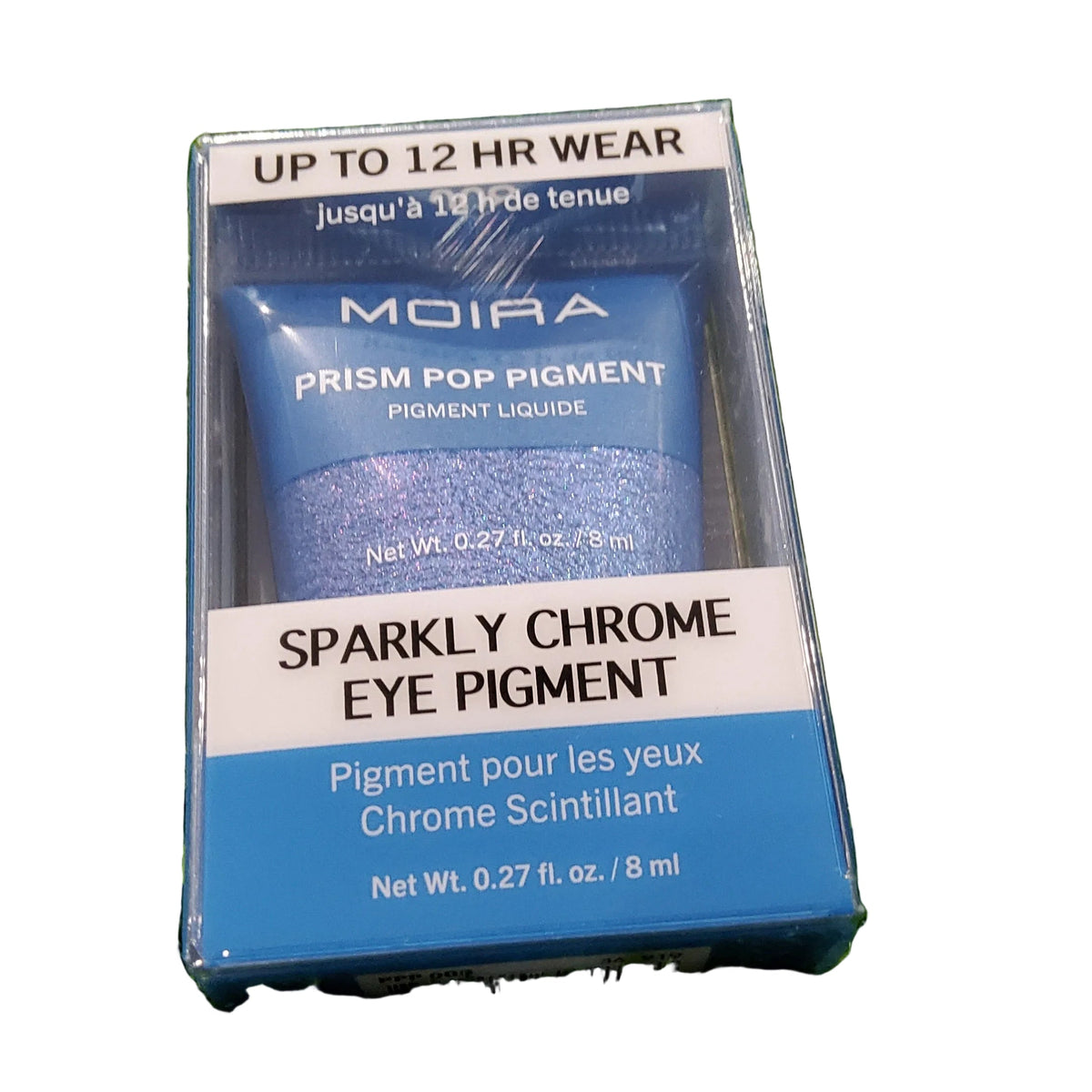 Accesorios by Alexsa Moira Sombra Prism Pop Pigment in a blue sparkly chrome liquid eye shadow tube