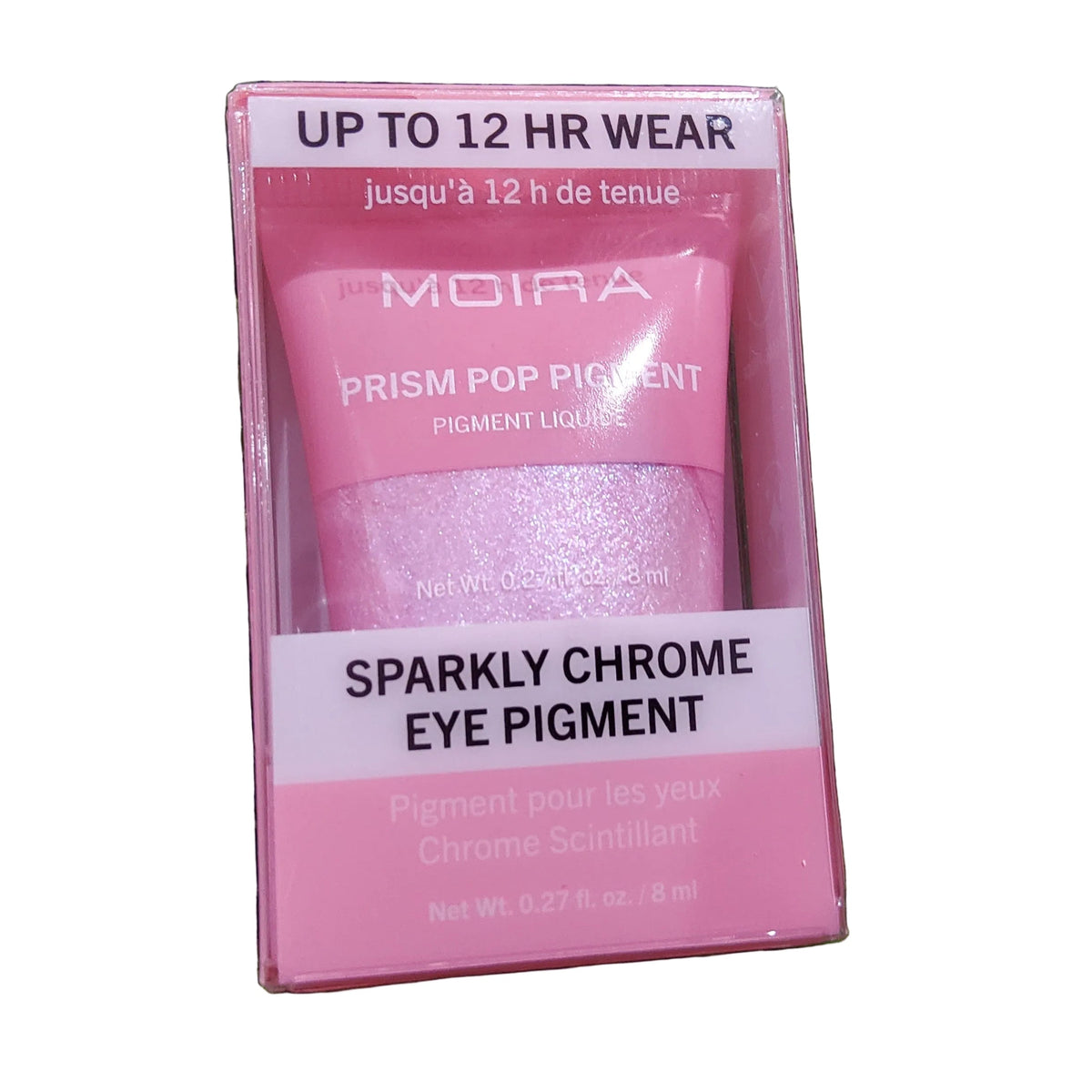 Accesorios by Alexsa Moira Sombra Prism Pop Pigment in a pink sparkly chrome liquid eye shadow tube packaging