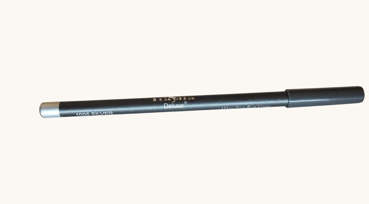 Accesorios by Alexsa Italia Deluxe silver eyeliner pencil with a sleek black casing for precise makeup application.