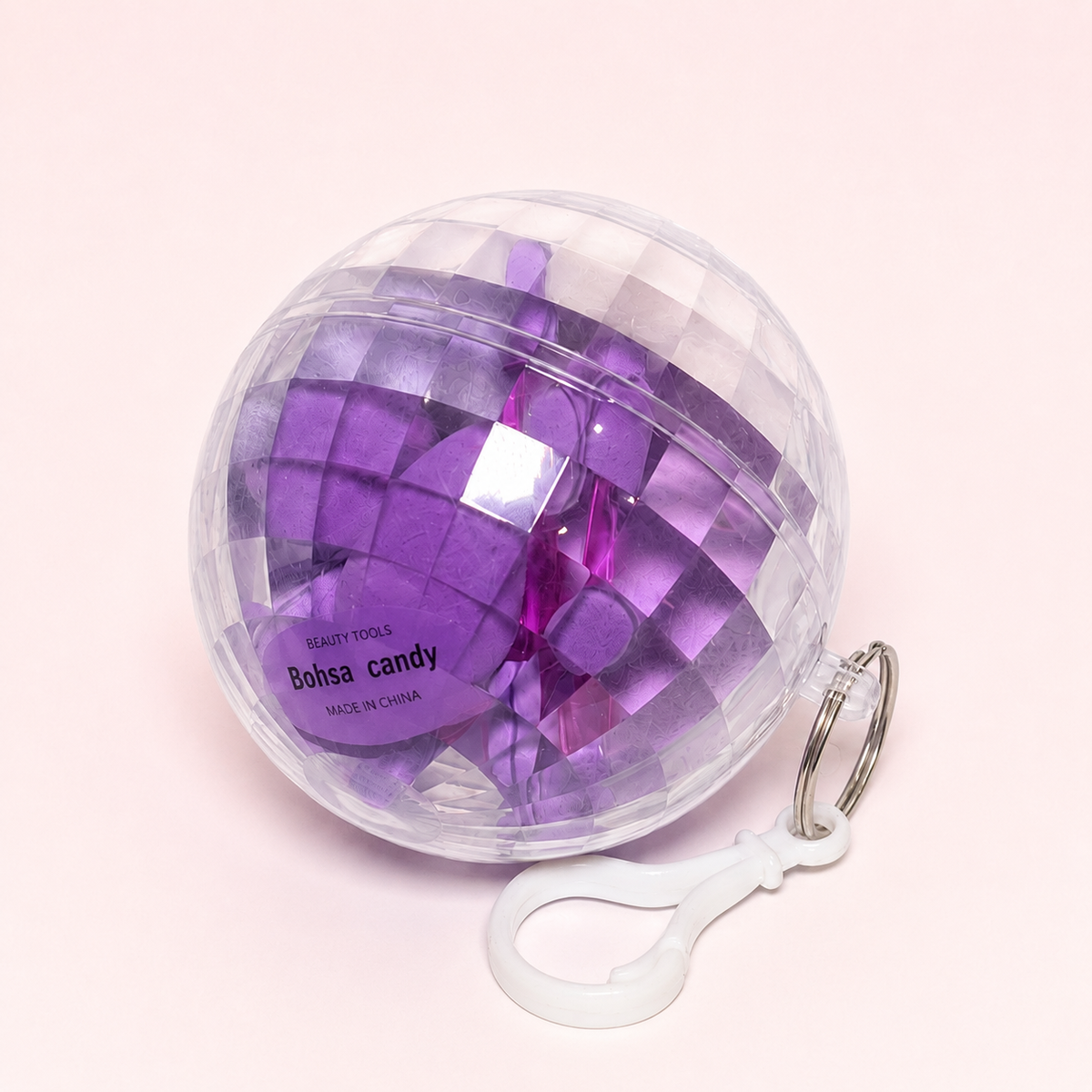 Set de esponjas en esfera con llavero color morado