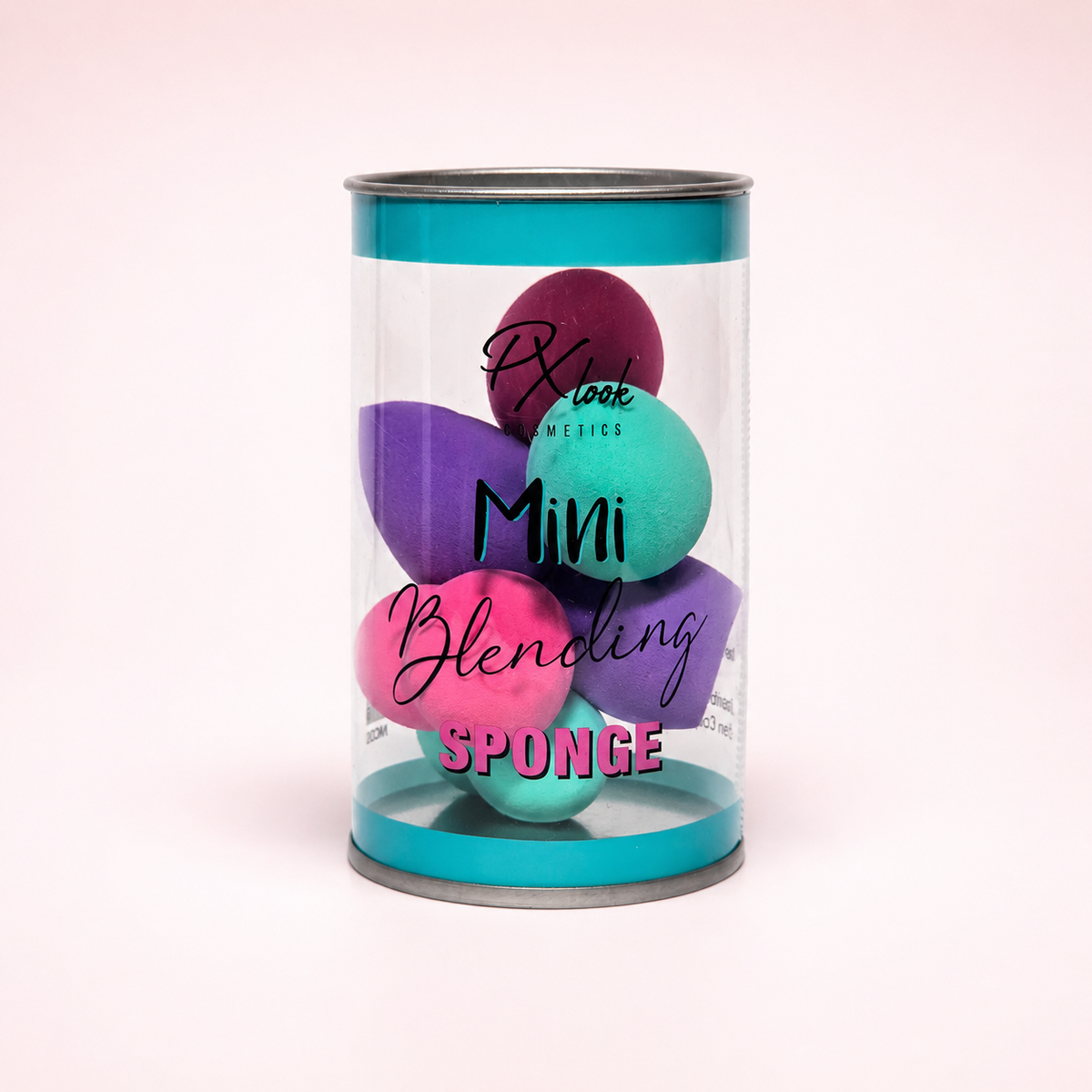 Mini esponjas de maquillaje de seis piezas presentación turquesa
