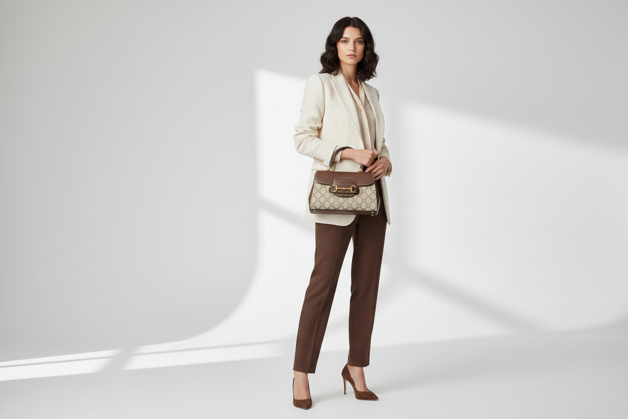 Bolso cafe con diseño.