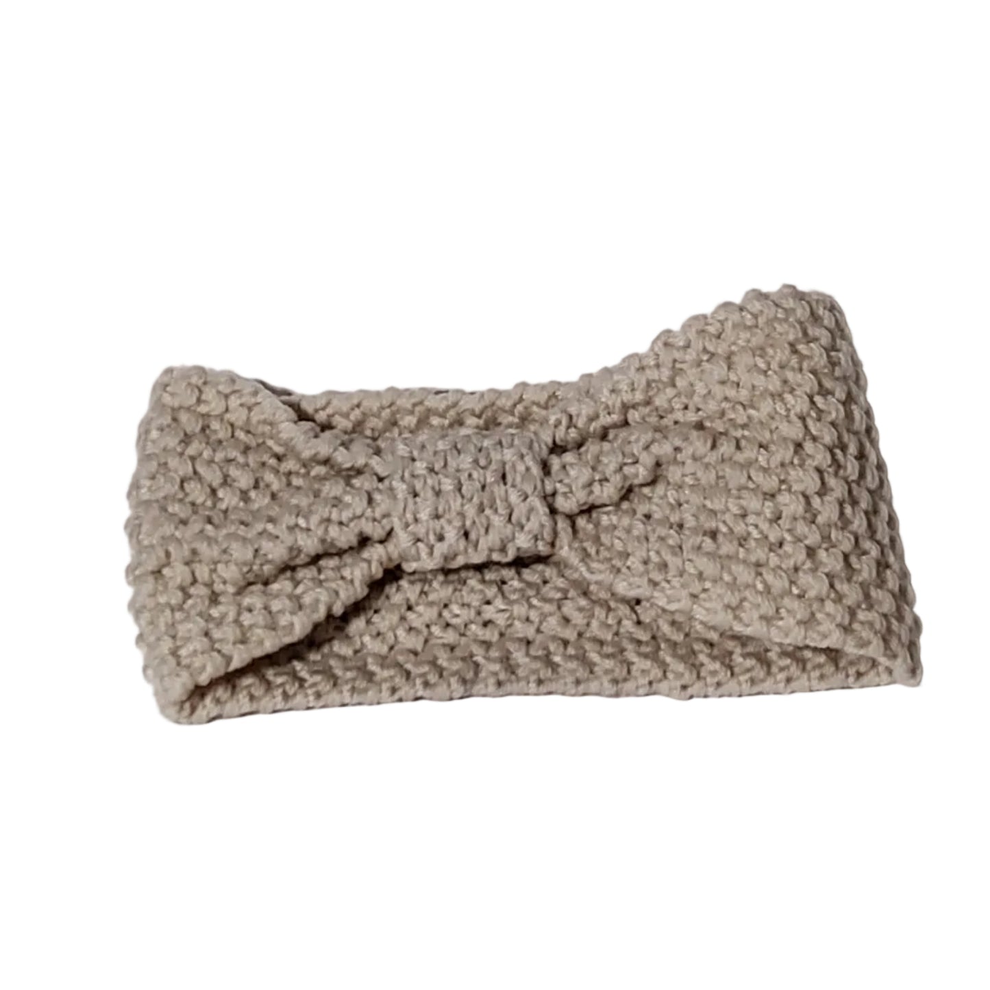 Diadema de crochet con nudo.