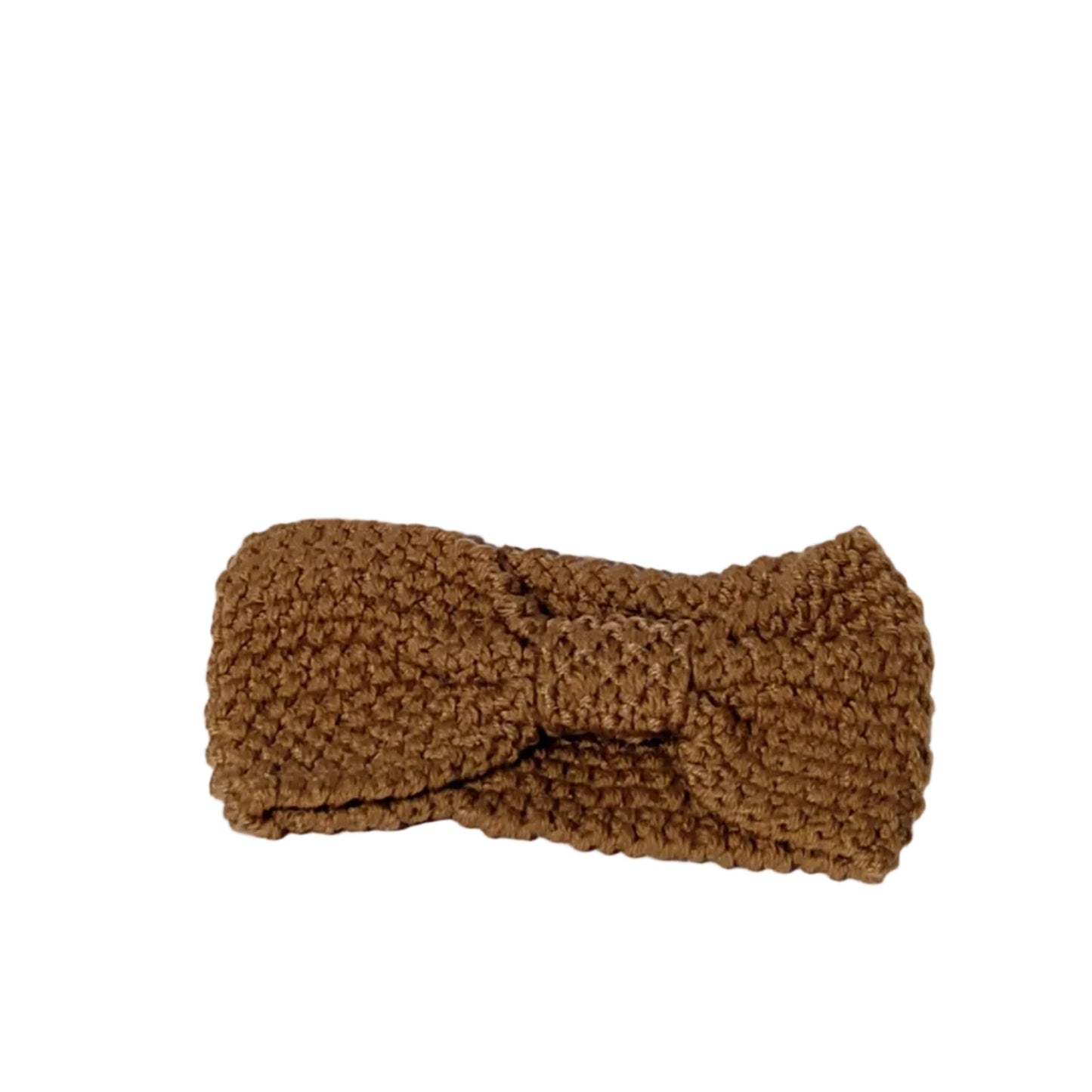 Diadema de crochet con nudo.