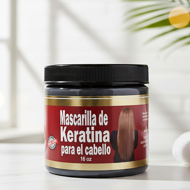 Mascarilla de Keratina para el cabello de 16 oz en ambiente de cuidado capilar
