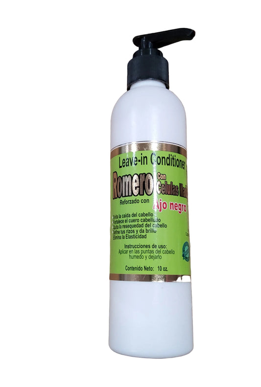 Leave-in Conditioner Romero con células madre reforzado con ajo negro.