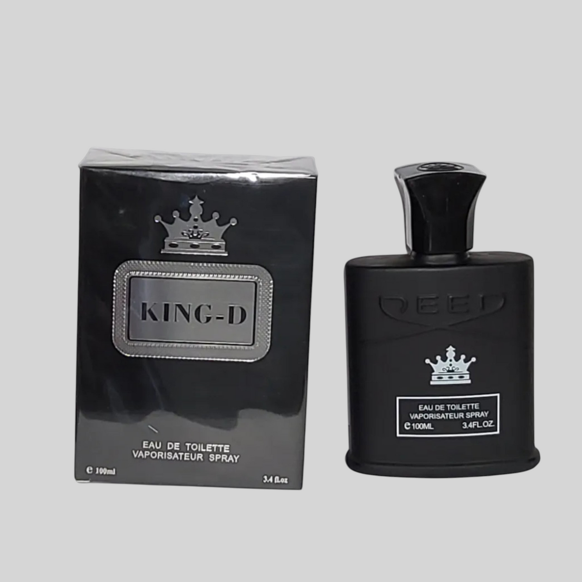Accesorios by Alexsa King-D for Him 100ml eau de toilette perfume bottle and black box with crown logo