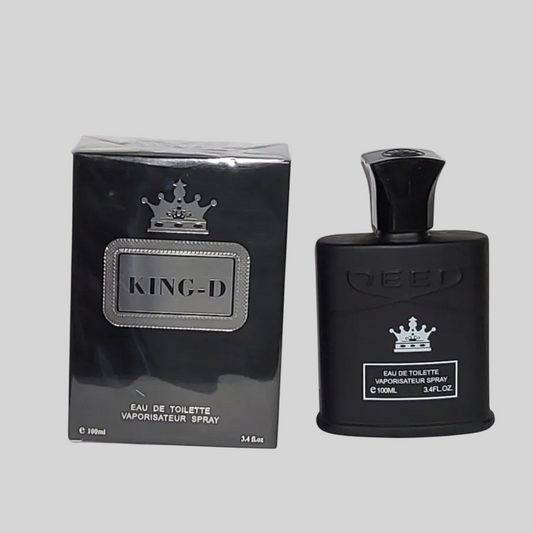 Accesorios by Alexsa King-D for Him 100ml eau de toilette perfume bottle and black box with crown logo