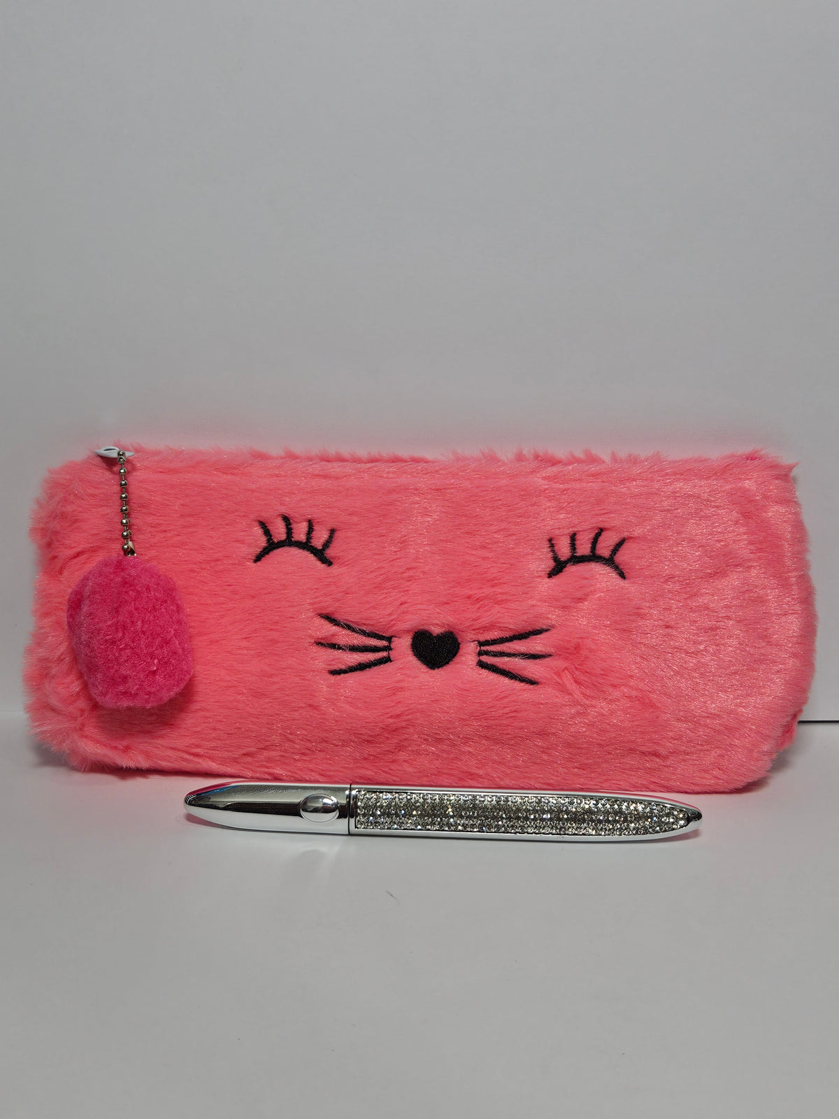 Cosmetiquera de Peluche Cara de Gato Bordada