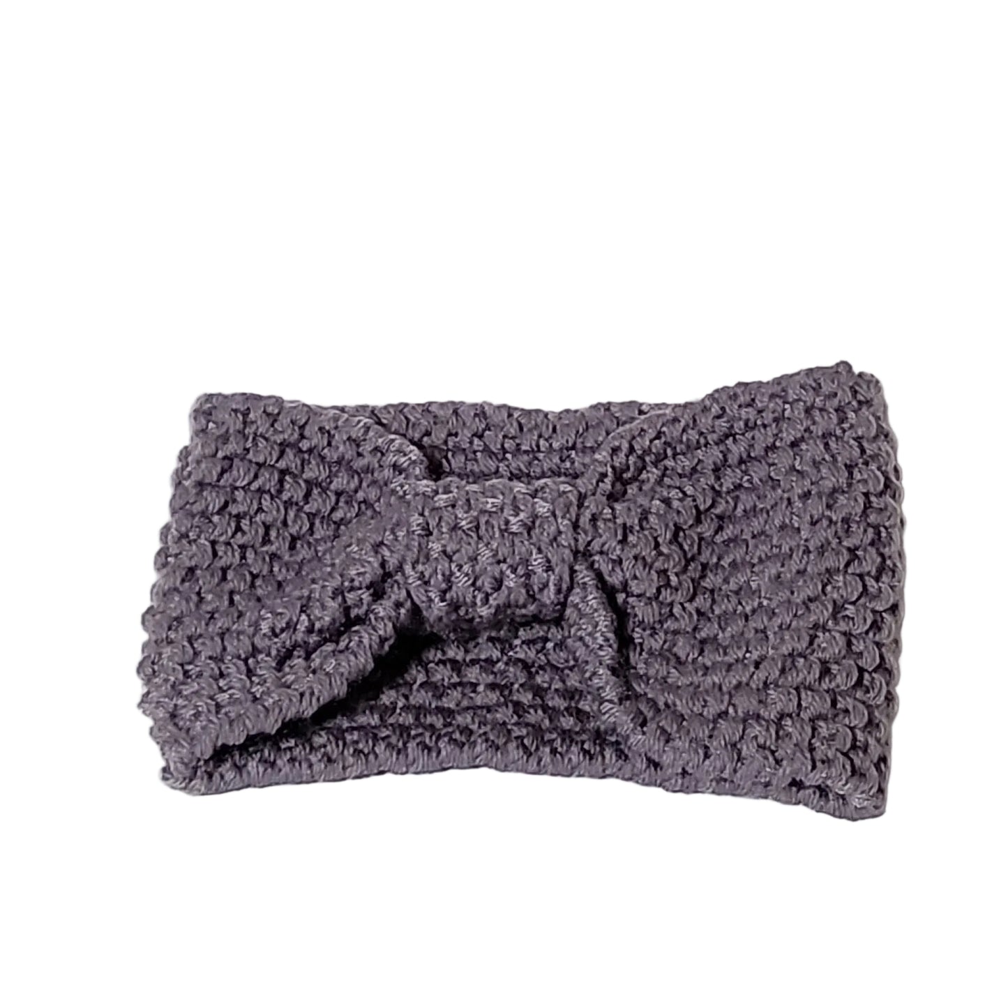 Diadema de crochet con nudo.