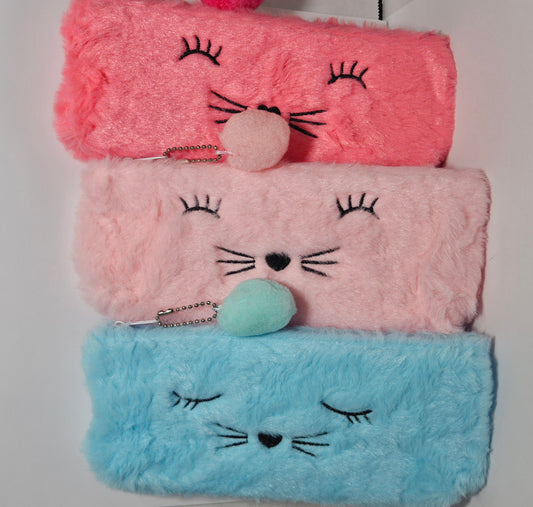 Cosmetiquera de Peluche Cara de Gato Bordada