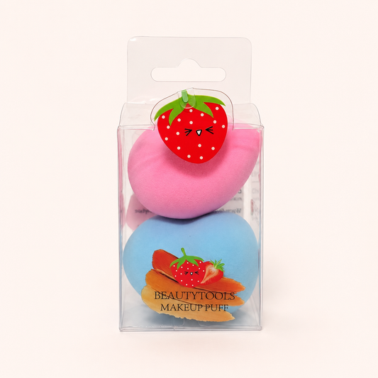 Set de 2 esponjas de maquillaje rosa y azul en empaque