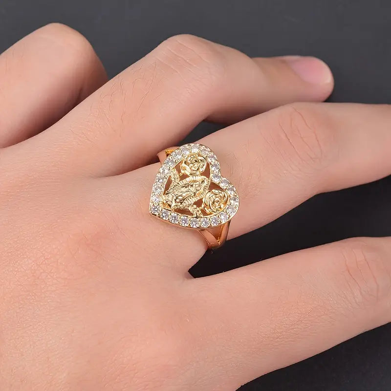 Anillo de la virgencita con cristales
