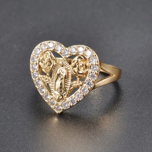 Anillo de la virgencita con cristales